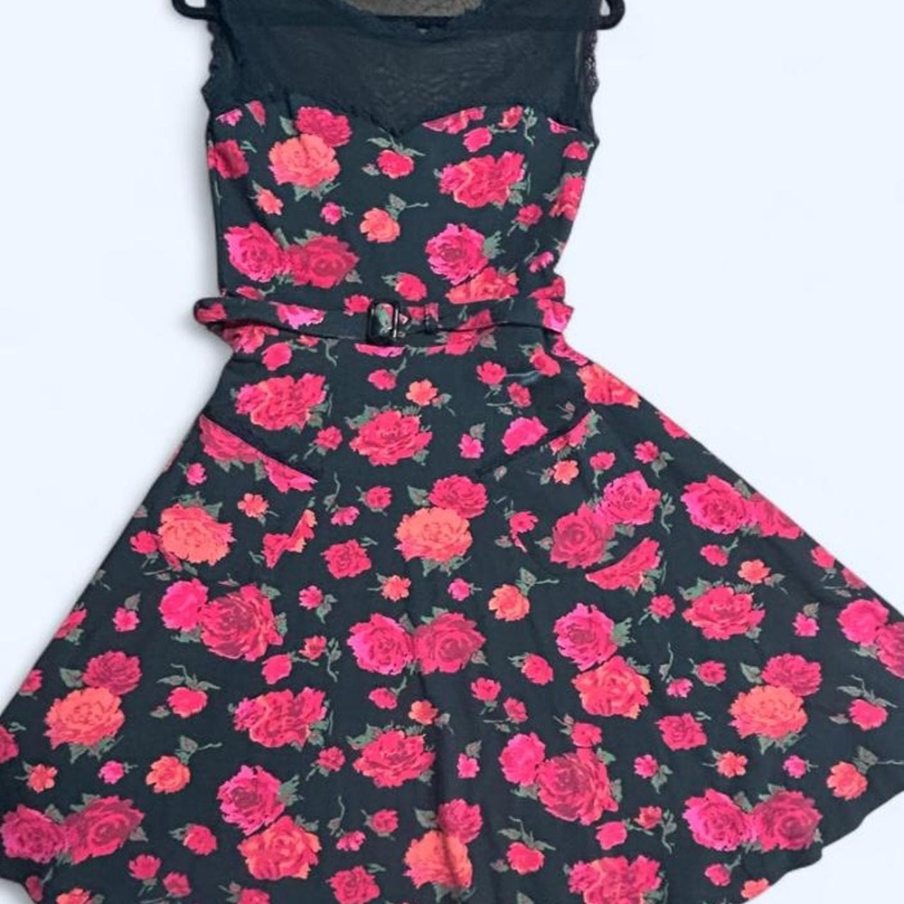 Retro Dark Coquette Whimsigoth Effie's Heart black dress with floral print